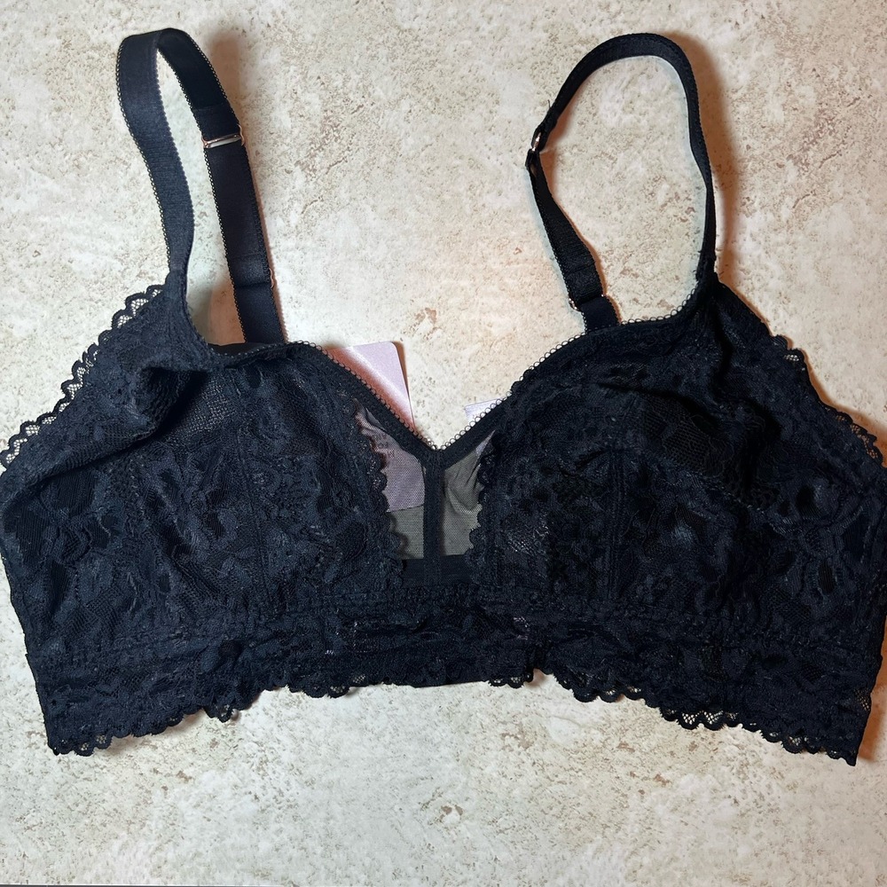 New Savage Fenty Black Bralette Lace Mesh Adjustable No Wire‎ Size 1X NWT